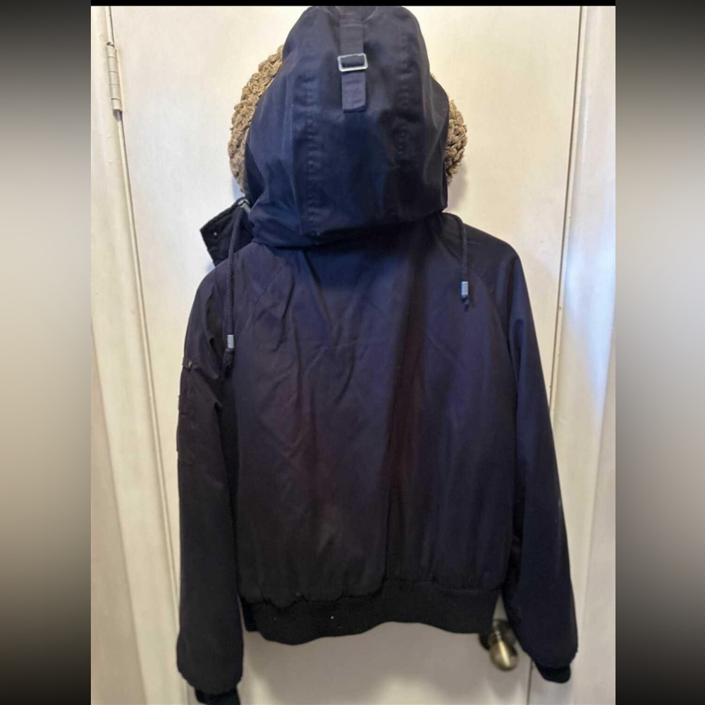 Bomber jacketwinter jacket in navy blue withlining and hood with fauxfur outdoor